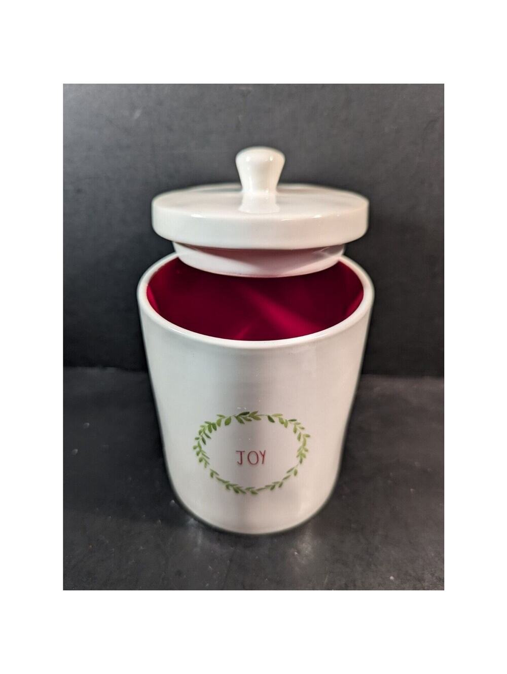 Rae Dunn JOY Canister with Lid Jar Christmas Magenta Holiday